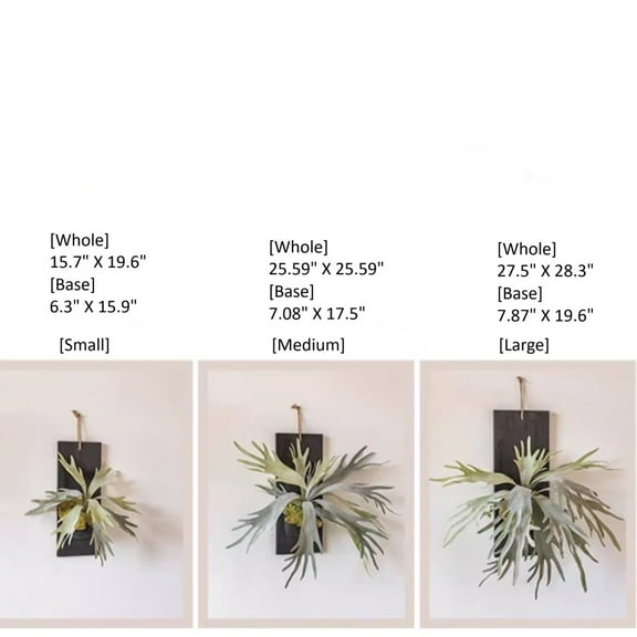 Artificial Antler Fern on Solid Wood Base