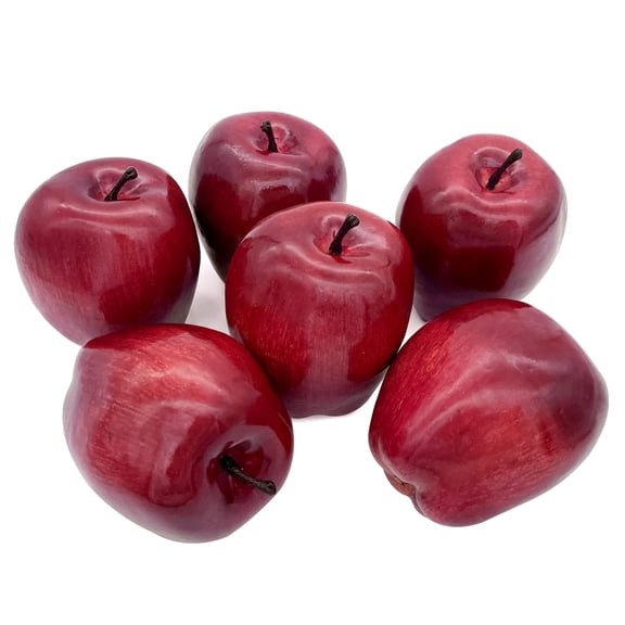Artificial Apples Fake Fruits Red Delicious Apples for Decoration, Decorative Fruit, Faux Big Red Apples 6 Pcs