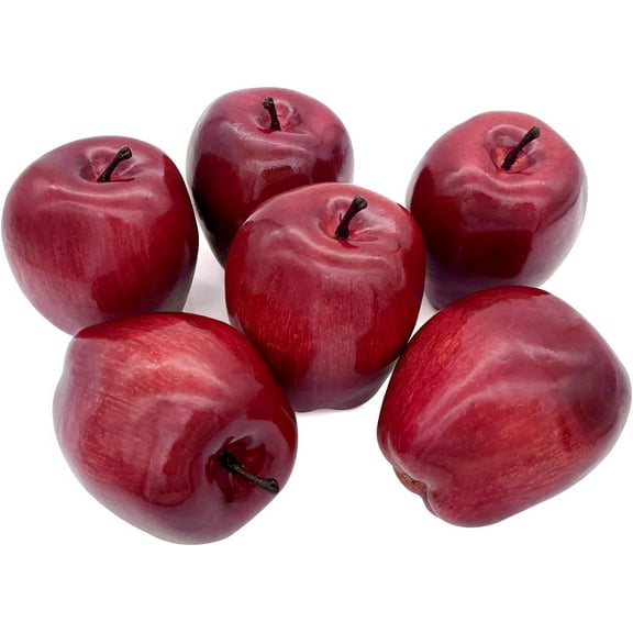 Artificial Apples Fake Fruits Red Delicious Apples for Decoration, Decorative Fruit, Faux Big Red Apples 6 Pcs