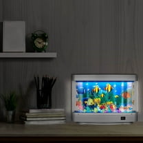 Artificial Aquarium Lamp, Desktop Decorative Fish Lamp, LED Virtual Fake Fish Tank with Moving Marine Life Animation, Relaxing Ocean Scene Night Light for Adults