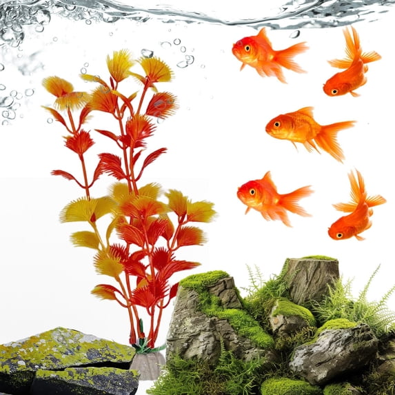 Artificial Aquarium Plants – 7.78 Inch Plastic Fish Tank Décor – Low Maintenance, Aquarium Decoration – Adds Color to Your Tank, Perfect for Home & Aquarium Use, F