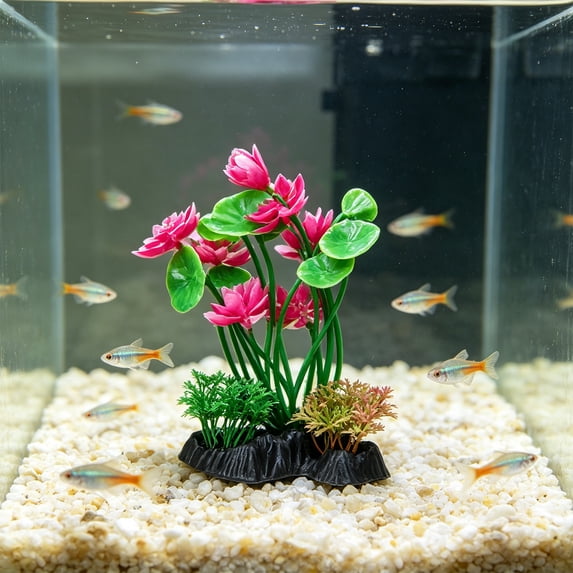 Artificial Aquarium Plants, Colorful Fake Lotus Water Plants for Fish Tank Decor