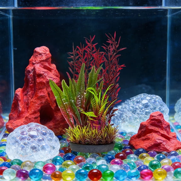 Artificial Aquarium Plants Decoration, Plastic Aquatic Plant for Freshwater & Saltwater Fish Tanks, Turtle Tank and Aquascaping Landscaping Decor, 11 Inch Green