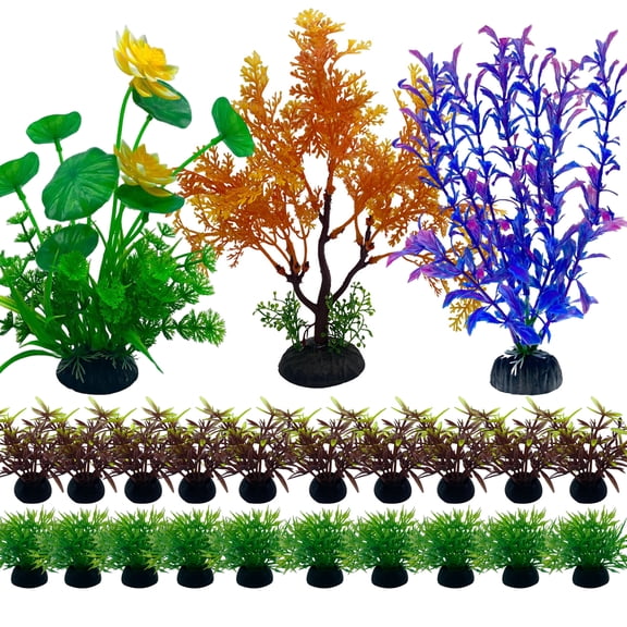 Artificial Aquarium Plants for Fish Tanks, 9.8" Tall & 4" Small Artificial Plants for Layered Aquarium Decor, Fish Tank Decorations for Betta Tanks and Aquascaping