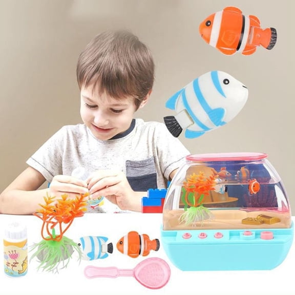Artificial Aquarium Toy Cartoon Lovely Mini Simulation Fish Tank with Music Electric Music Interactive Aquarium Toys