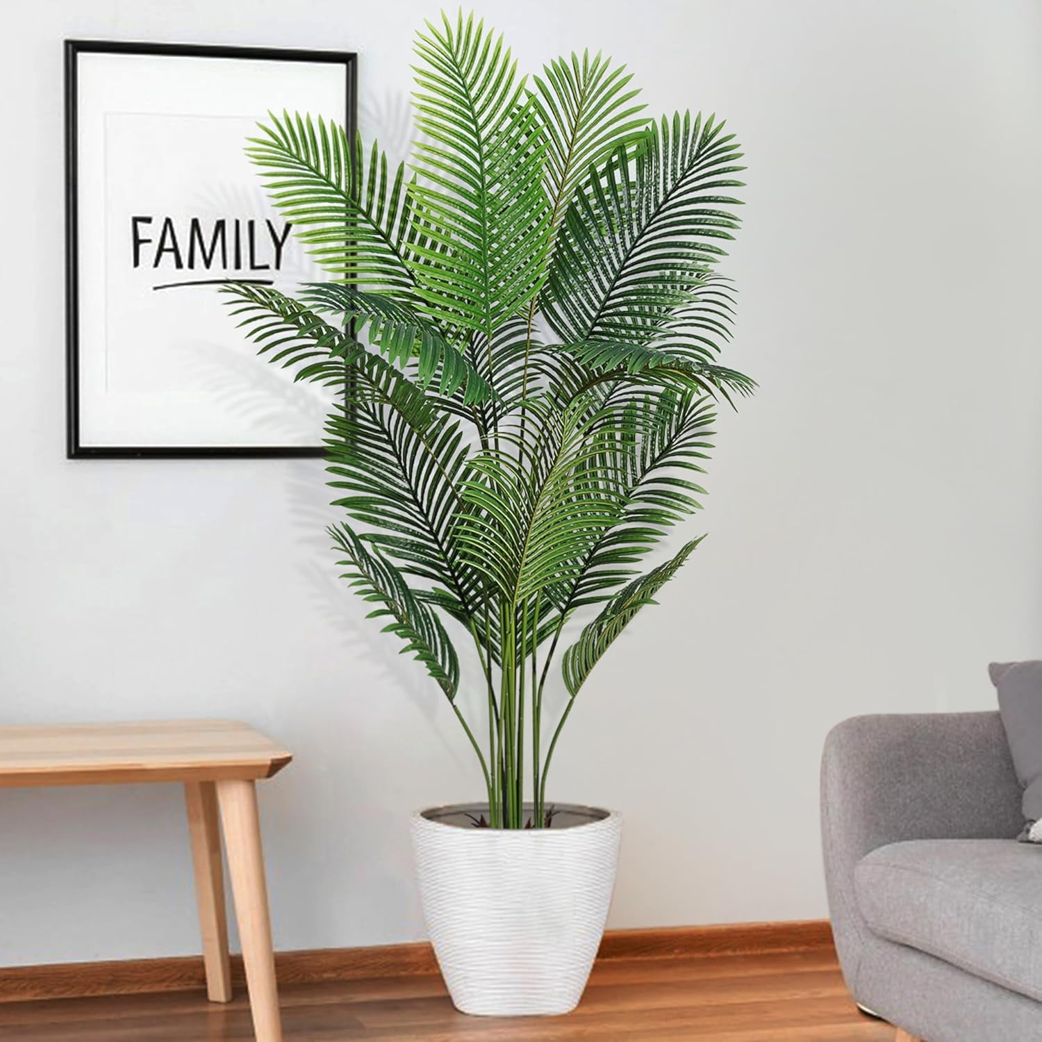 Artificial Areca Palm Plant, 5.5 ft Faux Palm Tree Plant in Pot, Fake ...