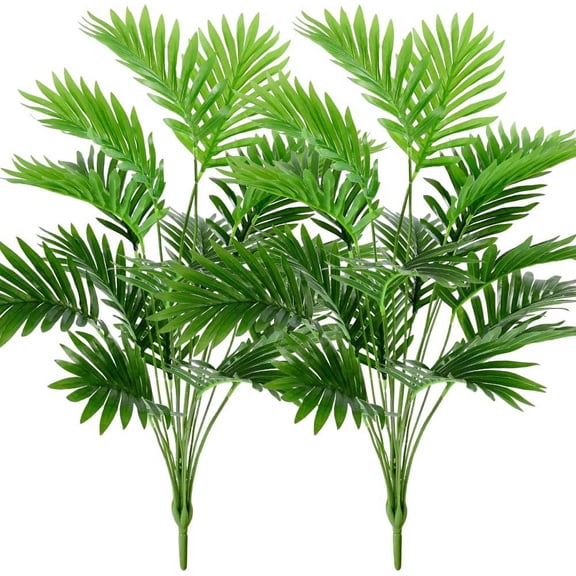 Artificial Areca Palm Tree Faux Plants 30 inch Artificial Plants 2 Pcs Faux Fake Palm Tree Large Areca Palm Plants Tropical Leaf Greenery Family Office Indoor Outside Decor