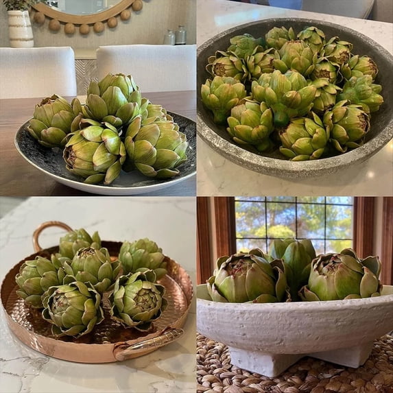 Artificial Artichoke Bowl Filler Decor(3.6in), 6 Pcs Faux Vegetable Potted Plant Decoration for Home Kitchen Table Centerpiece Farmhouse Style Green Ornament
