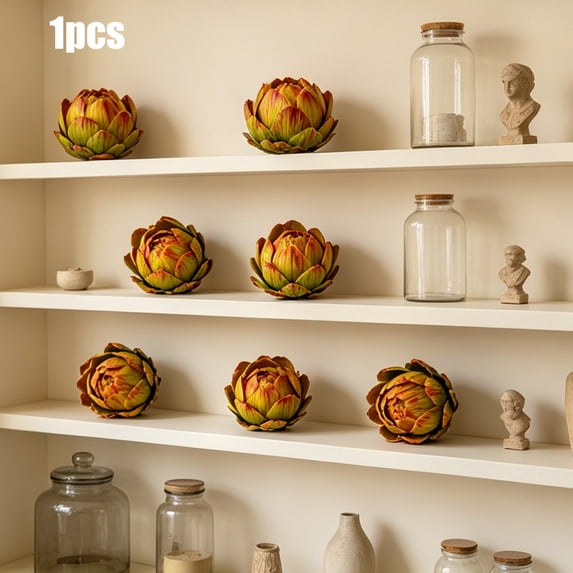 Artificial Artichoke Decor, Faux Vegetable Ornament, Realistic Kitchen Accent, Displays Layered Gradient Petals and Keeps Shape Year Round for Kitchen Table, Floral Arrangement, and Store Display.
