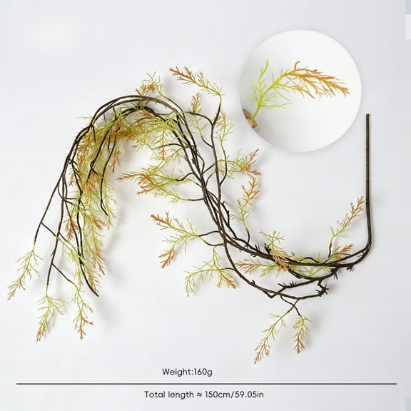 Artificial Asparagus Fern Hanging Vine, Faux Twisted Dry Tree Branch with Fine Green Foliage, Flexible Fake Trailing Greenery for Forest‑Style Scene, Wall & Landscape Decoration