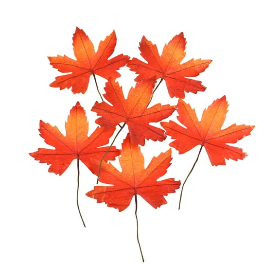 Artificial Assorted Fall Maple Leaf Picks, 6-Inch, 6-Count (Crimson)