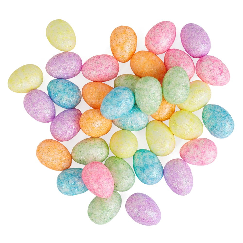 Artificial Assorted Mini Colorful Pastel Glitter Easter Eggs - Package of 216
