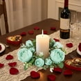 thumbnail image 1 of Artificial Austen Rose Garland with Candle Cup, Fake Flower Ring for Valentine's Day Table Decor, Anniversary, and Wedding Reception B, 1 of 6