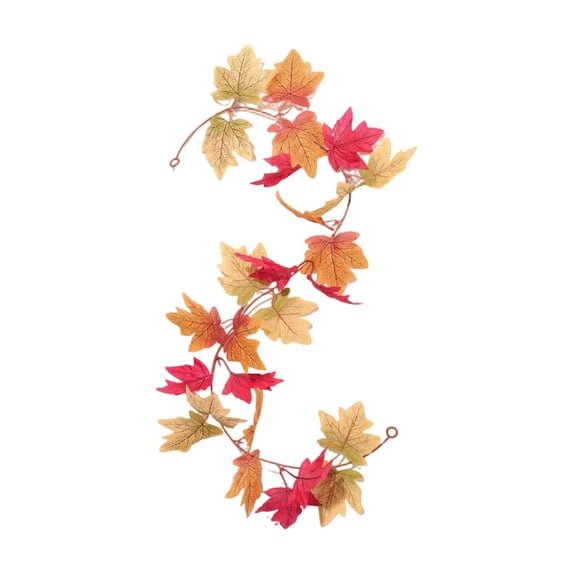 Artificial Autumn Maple Leaf Garland Fall Home Decor, Seasonal Foliage Vine For Halloween Thanksgiving, Harvest Holiday Hanging Garland For Wall Door Fireplace Decoration 39.37IN