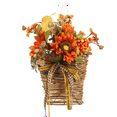 thumbnail image 1 of Artificial Autumn Sunflower Basket Door Hanging, Rustic Fall Floral Arrangement for Home Decor, Harvest Festival Wall Decoration with Bow and Mixed Faux Flowers, 1 of 5