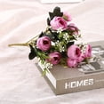 thumbnail image 1 of Artificial Autumn Tea Rose Simulation Flower Bouquet For Home Decoration(Pink Purple), 1 of 2
