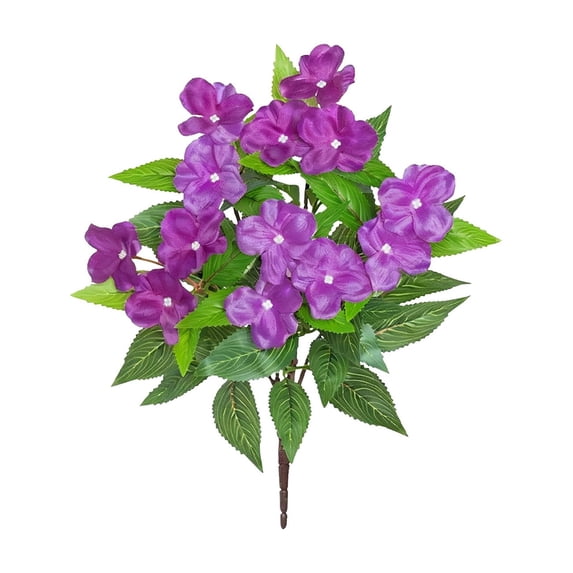 Artificial Azalea Christmas Decoration – 5-Head Faux Impatiens Flower Spray, UV Resistant Plastic Flowers for Outdoor Garden, Porch, or Holiday Décor