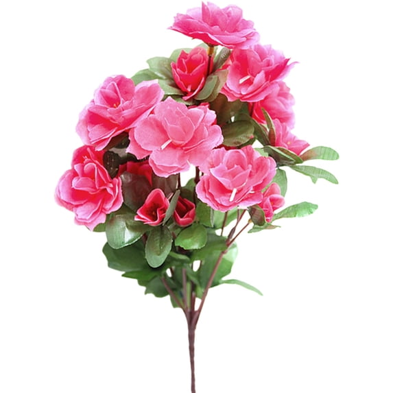 Artificial Azalea Flower for Outdoor & Indoor, Silk Flower Faux Azalea Flower, UV Resistant Garden Plants Bush Fake Flowers for Home Wedding Party Patio (Hot Pink)