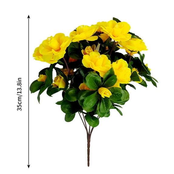 Artificial Azalea Flower, Silk Floral Arrangement, Lifelike Red Azalea Bush for Indoor Outdoor Decoration, Easy Maintenance, Long-Lasting Faux Flowers for Home Office Display