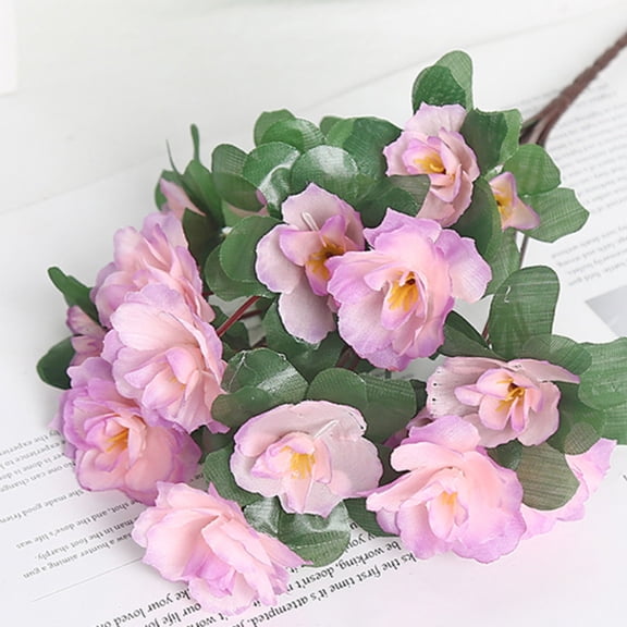 Artificial Azalea Flowers,Fake Silk Azalea Bouquet Flower,Artificial Flowers for Outdoors UV Resistant Realistic Colorful Faux Spring Floral Azalea Flowers Wedding Living Room Holiday Decorations