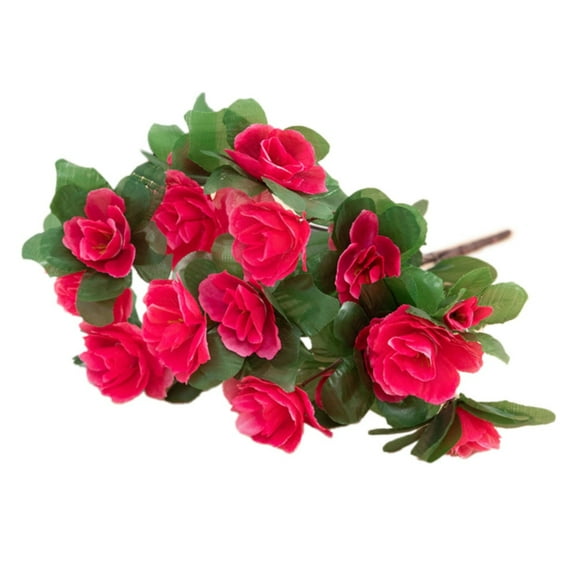 Artificial Azalea Outdoor Silk Flowers, Hot Pink Artificial Azalea Bush, Faux Flowers Azalea for Floral Home Decor Indoor Garden Patio Grave Cemetary Vase Table Centerpiece, 13Inches