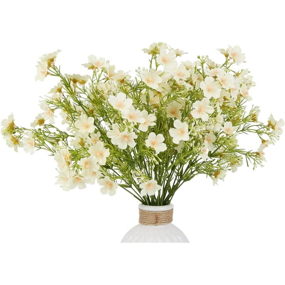 Artificial Baby Breath Flowers with 175 Flower Heads 5 Bouquets Fake Gypsophila Silk Flowers for Home Indoor Outdoor Wedding Party Floral Arrangement Table Vase Decoration (Champagne)