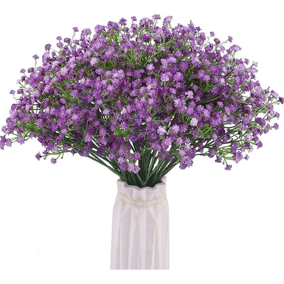 Artificial Baby Breath Flowers Fake Gypsophila Bouquets 12 Pcs Fake Real Touch Flowers for Wedding Decor DIY Home Party(White)