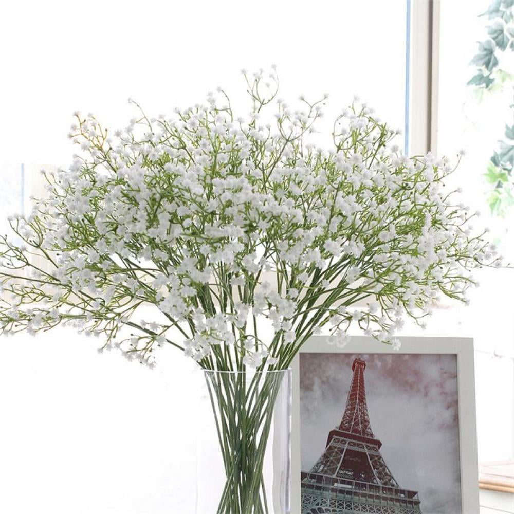 Pertivery 40 Pcs Artificial Babys Breath Flowers White Gypsophila Real  Touch Flowers for Wedding Party Home Bathroom Garden Decoration