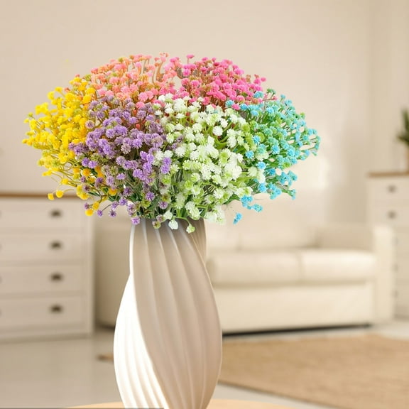 Artificial Baby’s Breath Bouquet – 12 Stems Multi-Color Foam Gypsophila for Wedding Bouquets, Table Centerpieces & Home Decor (No Maintenance)