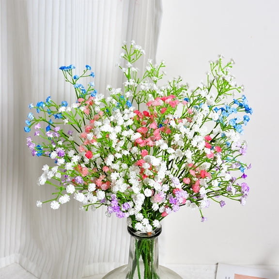 Artificial Baby's Breath Hair Clips | Plastic Wildflower Decorative Hair Accessories for Weddings Parties Photoshoots | 2 Pack | White Blue Purple Pink Yellow | 15cm Long