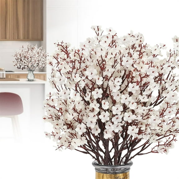 Artificial Baby's Breath Verdsylv Artificial Gypsophila Baby's Breath and Cherry Blossom Flowers with Stems, Faux Floral Arrangement for Home Decor, Wedding Centerpieces & Table Decorations, White2
