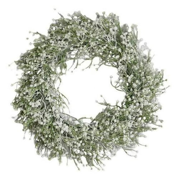 Artificial Baby's Breath Wreath, White Gypsophila Flower Vine Garland,Hanging Garland for Party Weddings Front Door Decoration15.7in