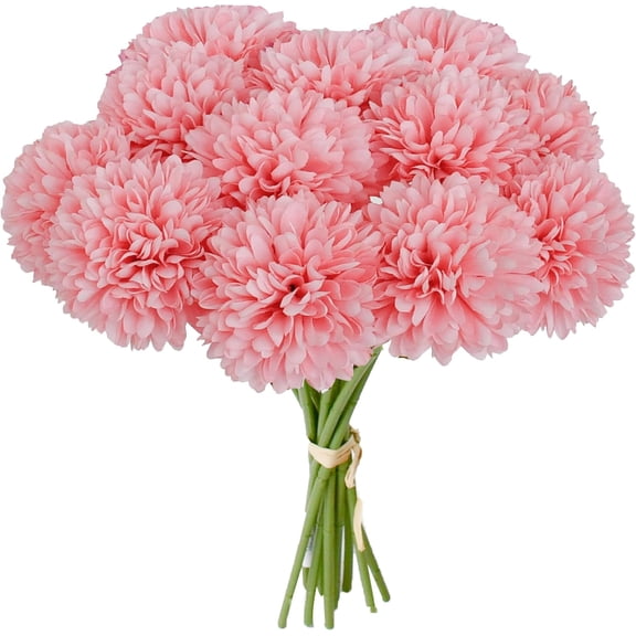 Artificial Ball Chrysanthemum 12 Stems Faux Flowers with Bendable Stems for Valentine's Day and New Year Decorations DIY Wedding Centerpiece Fall Decor Home Arrangements