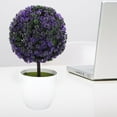 thumbnail image 1 of Artificial Ball Plant Bonsai Fake Potted Plant Home Office Desk Decor (Purple), 1 of 8