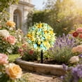 thumbnail image 1 of Artificial Ball Topiary Trees with Ground Spikes, Waterproof Fade Resistant Greenery Fake Bushes Plants for Outdoor Garden Yard Porch Patio Decor (Light Blue, 22.83x9.84 in), 1 of 6