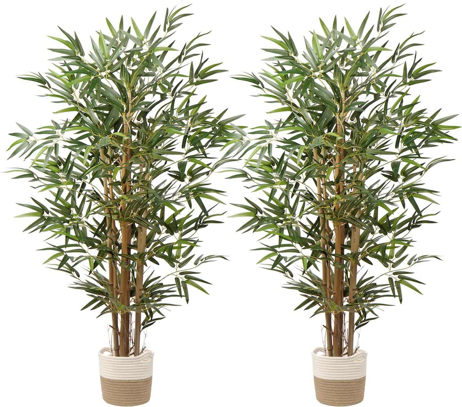Artificial Bamboo Silk Tree 4ft Fake Greenery Plants in Pot 48 Inch for