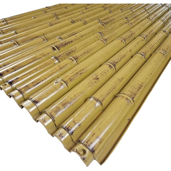 Artificial Bamboo Wall Panels Interlocking UV-Resistant HDPE Panels (26.7 x 39.3 x 0.75") | Indoor/Outdoor Privacy Screen | Patio Ceiling | Tiki Bar Front | Wall & Fence Decor (4 Pack).