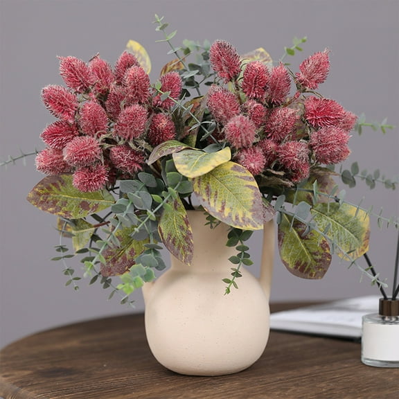 Artificial Banksia Flower Bouquet for Home Decor,Fake Plastic Flowers for Wedding Centerpieces,Table Decor,Vase Arrangement,Thanksgiving & Fall Decorations,11.8" Lifelike Floral Stems with Wire