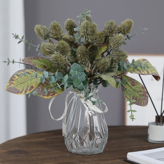 Artificial Banksia Flower Bundle | Lifelike Fake Flowers, Waterproof, Sunproof | Bright Fabric Leaves, Flexible Stems | Home, Wedding, Table Decor | 11.8"x7.4"x3.9" | White, Red, Orange, Green