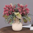 thumbnail image 1 of Artificial Banksia Flower Bundle | Lifelike Fake Flowers, Waterproof, Sunproof | Bright Fabric Leaves, Flexible Stems | Home, Wedding, Table Decor | 11.8"x7.4"x3.9" | White, Red, Orange, Green, 1 of 6