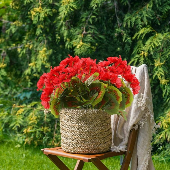 Artificial Begonia Flower for Outdoors, UV Resistant Silk Begonia Flower Outdoor Purple Faux Plastic Wildflowers Bush Faux Flowers for Planters Indoor Outside Garden Porch Pots Patio Decor