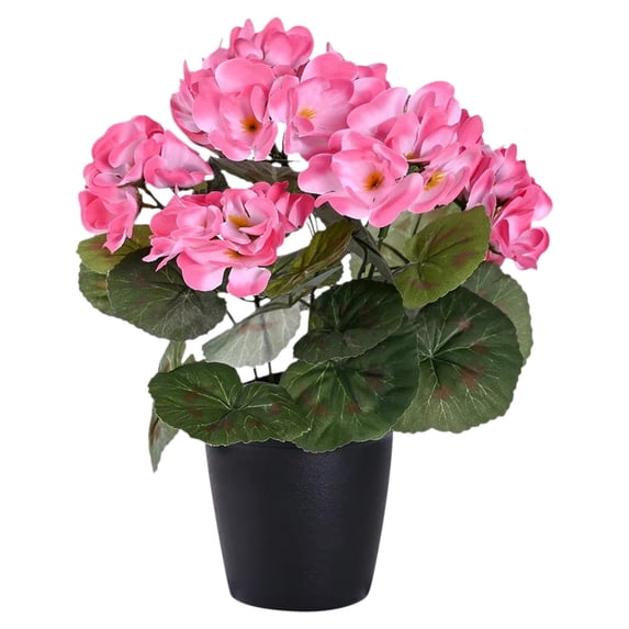 Artificial Begonia Flower in Pots, Small Fake Plants for Indoor Bathroom Office Desk Shelf Outdoor Decor, Realistic Faux Potted Plants Cute Decorative Silk Plants