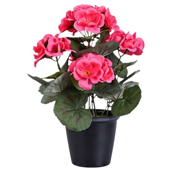Artificial Begonia Flower in Pots, Small Fake Plants for Indoor Bathroom Office Desk Shelf Outdoor Decor, Realistic Faux Potted Plants Cute Decorative Silk Plants