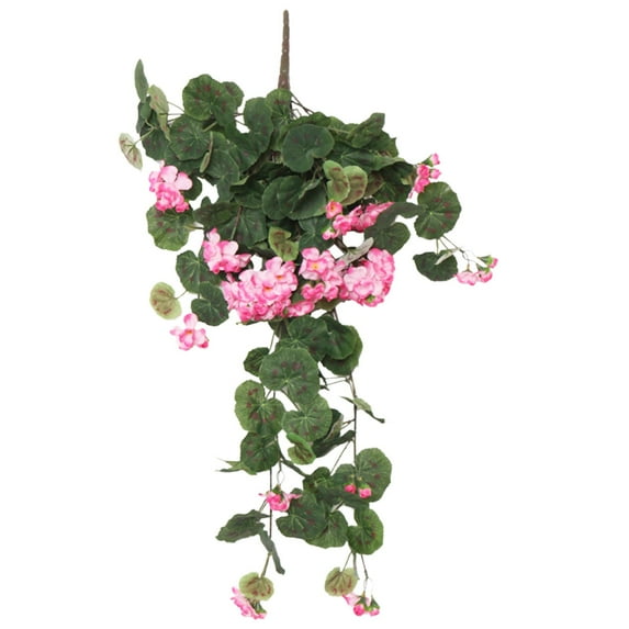 Nanoei Artificial Flowers Indoor, Pre-Assembled Geranium Hanging Basket Kit - Adjustable Artificial Vines for Wedding Arches, Photo Studio Backdrops, Instant Floral Decor Pink