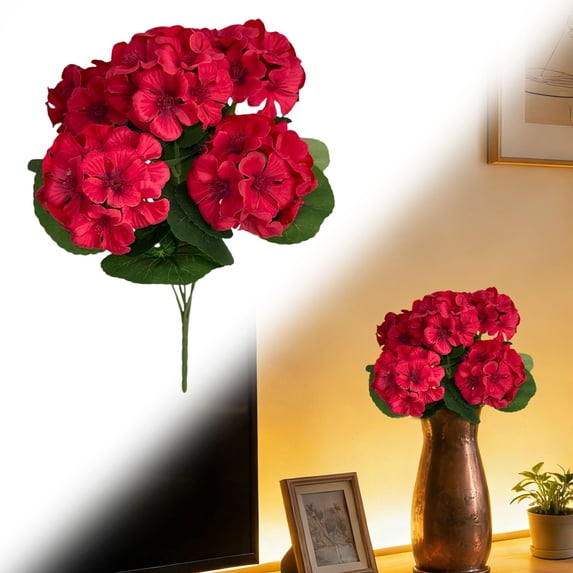 Artificial Begonia Plant Verdsylv 15 Inch 45-Heads Artificial Begonia Plant - Realistic Flowers for Indoor/Outdoor Home Garden, Living Room & Year-Round Decor, Year-Round Garden Decor, Red