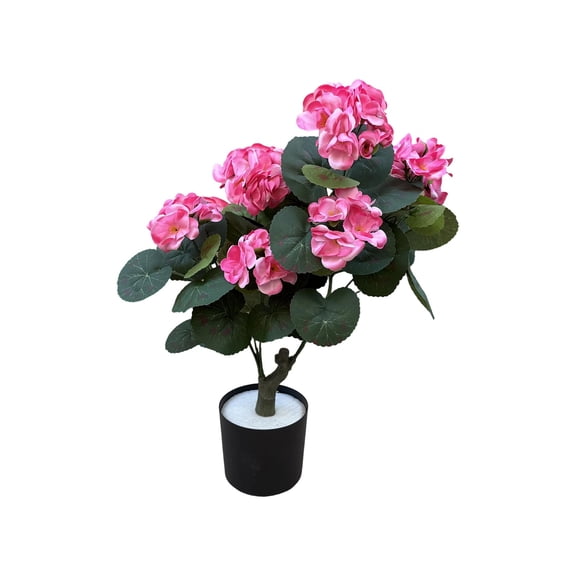 Artificial Begonia Potted Plant, Realistic Faux Flower Decoration For Home Office Indoor Outdoor Decor, 1 Piece Pink Faux Floral Arrangement With Black Pot