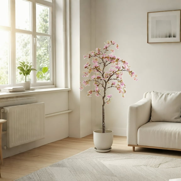 Artificial Begonia Tree, Potted Silk Begonia Flower Tree in Pot, Large Artificial Flowers Plant with Realistic Branch and Leaves Indoor Decor Plant for Home Office Patio