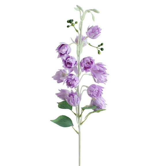 Artificial Bellflower Stem Realistic Bud Cluster Design Faux Floral Pick With Veined Leaves For Wedding Floral Arrangements And Home Vase Decor,Light Purple