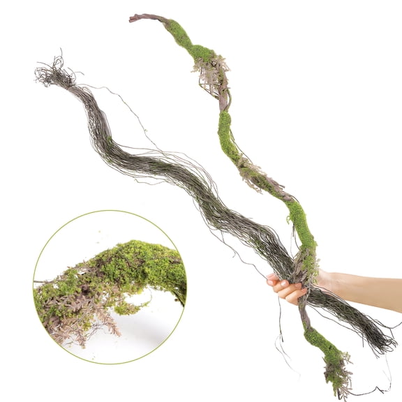 78.7 in Artificial Moss Vine with Moss Threads, Realistic Greenery Garland Vine for Home Decor, Bendable Faux Grapevine for Room Wedding Home Habitat Front Door Wrap Decoration