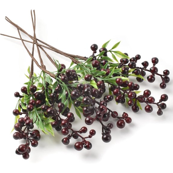 Artificial Berries, 6 Pcs Simulation Flowers Lifelike Blueberry with Stems Fake Christmas Fruit Blueberries for Valentine's Day Wedding DIY Bridal Bouquet Home Decoration